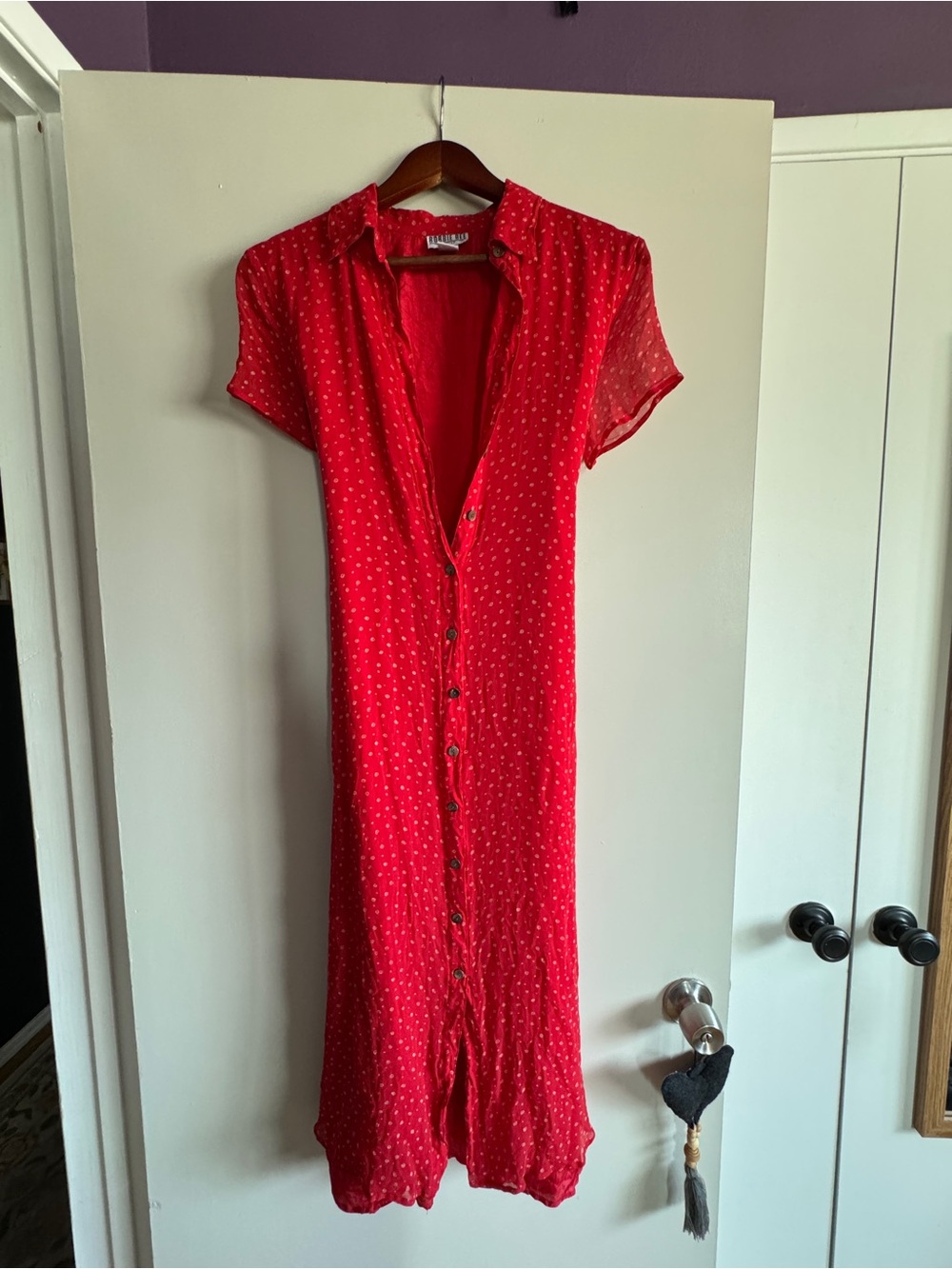 Red Silk vintage Short Sleeve Dress
